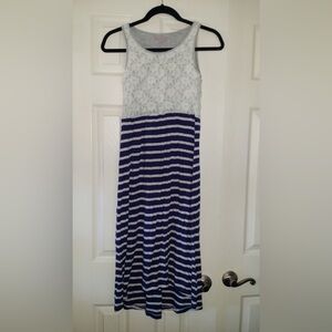 girls design history size large maxi dress jersey knit gray with navy